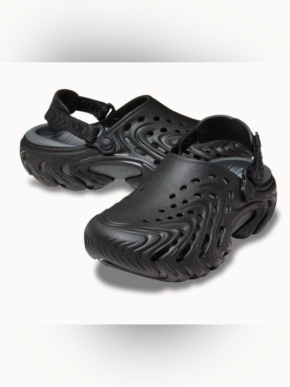 NWT Crocs Echo II Chrome Black Clogs M7 W9 Unisex 213780-0TK